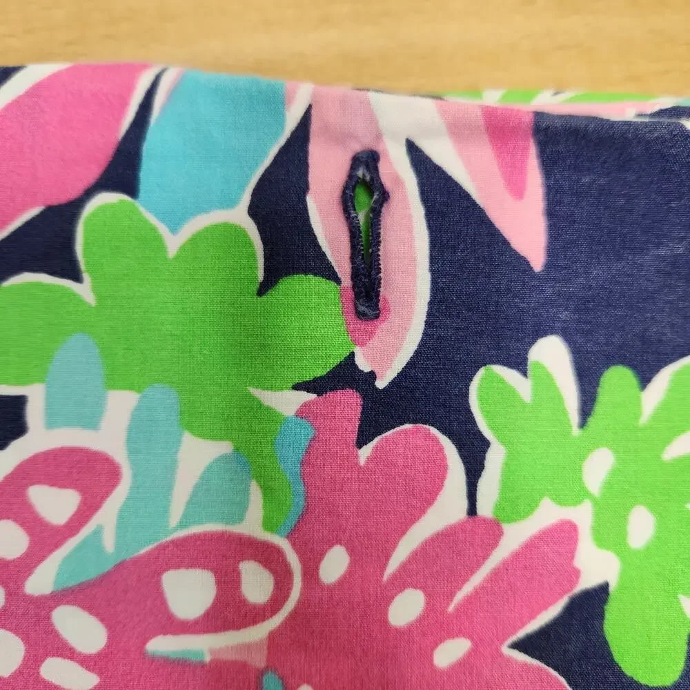Lilly Pulitzer Cotton Fabric shower curtain by Garnet Hill Trippin N Sippin Navy